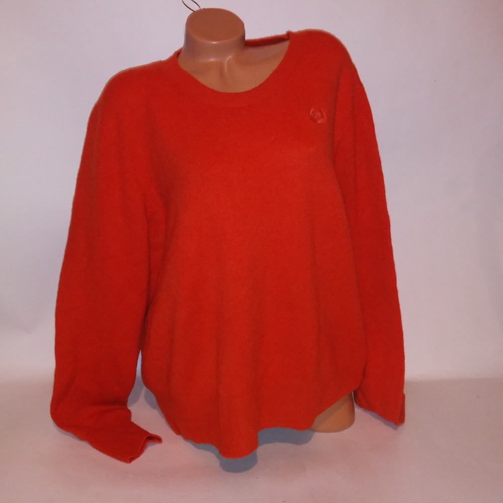 Victoria Secret PINK Sweater XXL 2X Orange Solid Long Sleeve Pullover Logo Crew